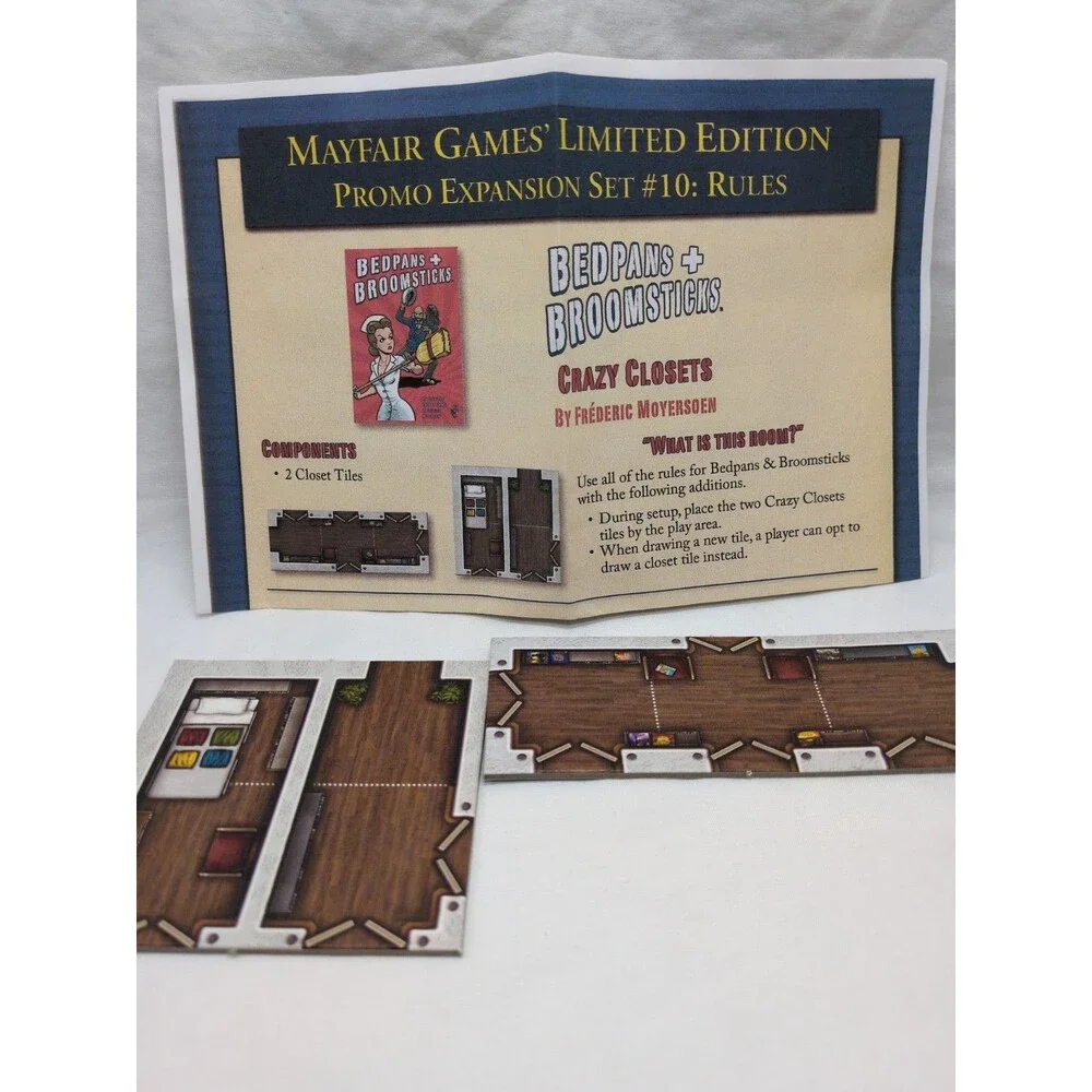 Mayfair Games Bedpans And Broomsticks Crazy Closets Promo Tiles Expansion
